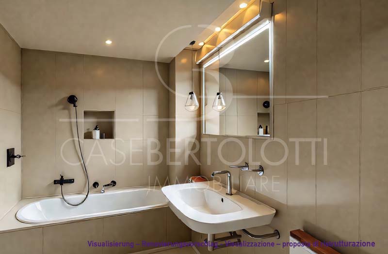 Modernes Badezimmer mit Badewanne und Waschtisch